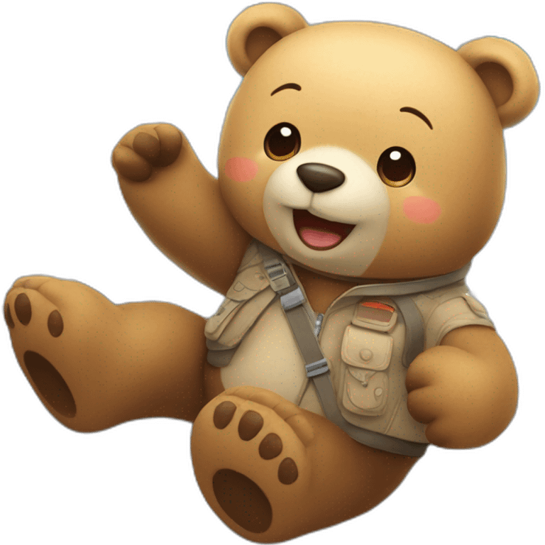 Cute bear on a flight wishing happy journey emoji