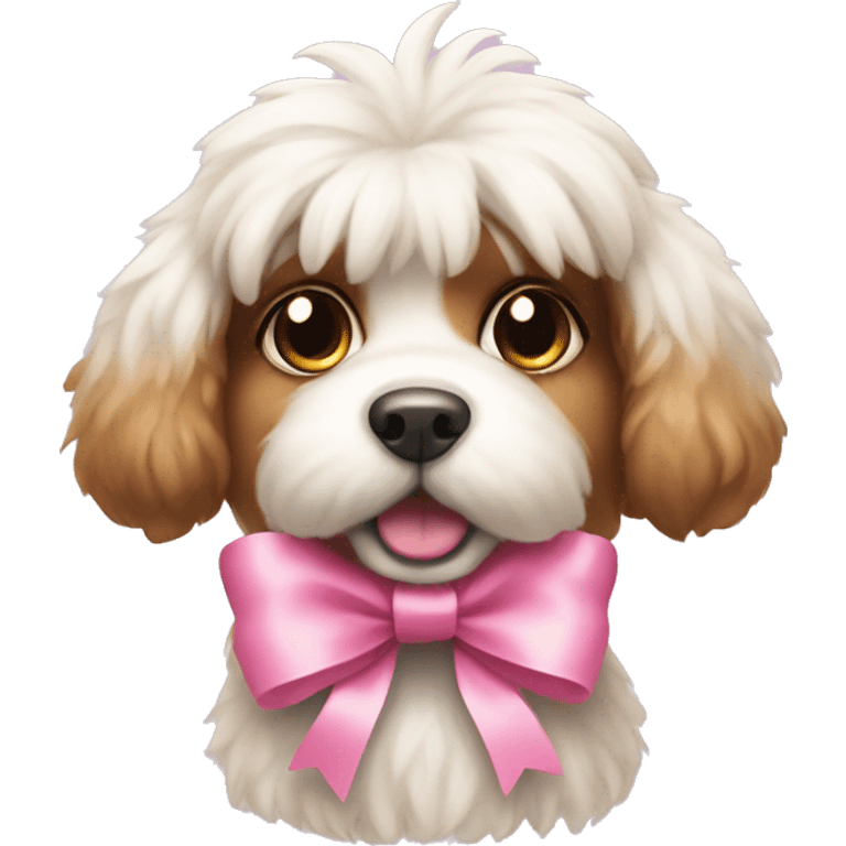 Cute fluffy dog with pink bow  emoji