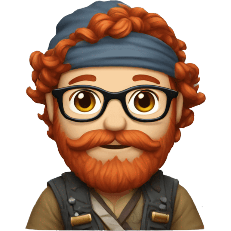 Dwarf with auburn red hair and auburn red beard wearing glasses and a bandana emoji