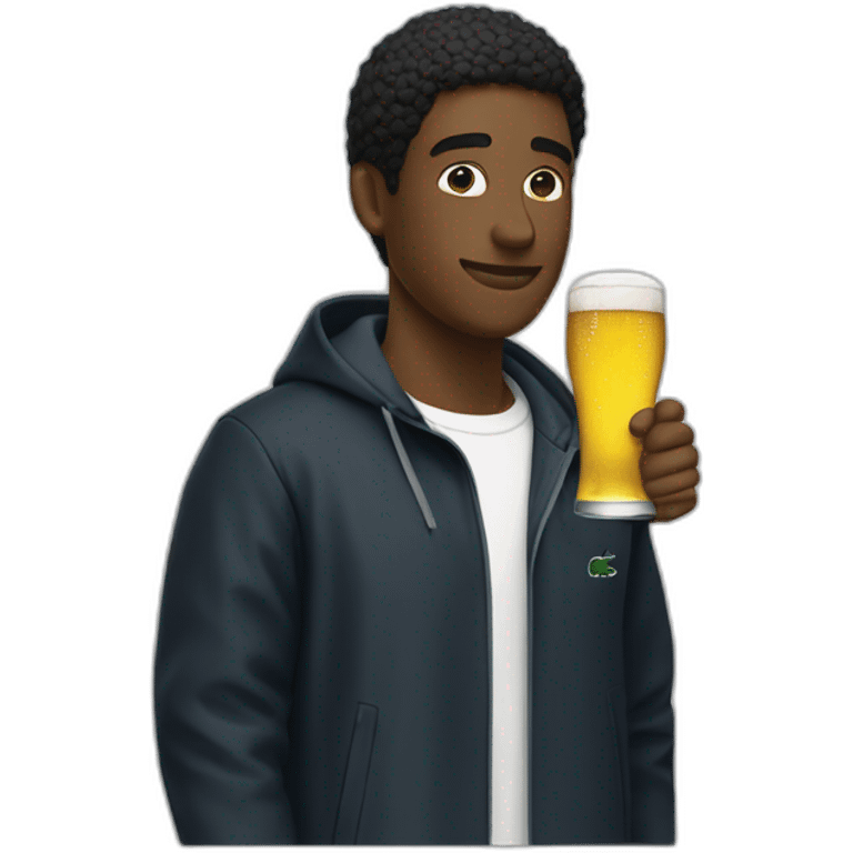 Lacoste black friends man drinking beer with windbreaker emoji