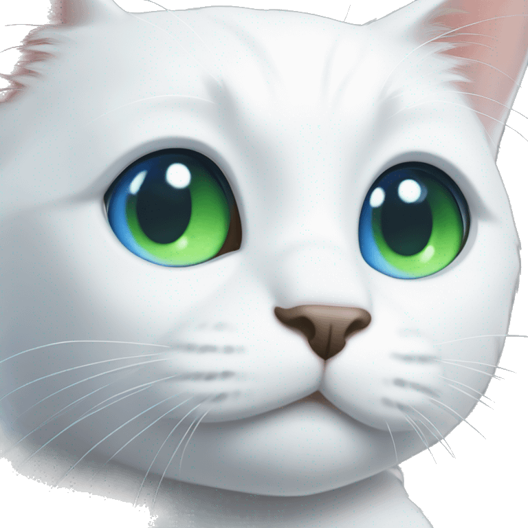 White cat with one blue and one green eyes! emoji