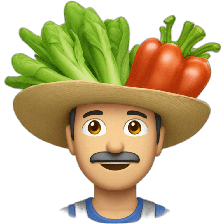 señor cosechando verduras de una huerta emoji