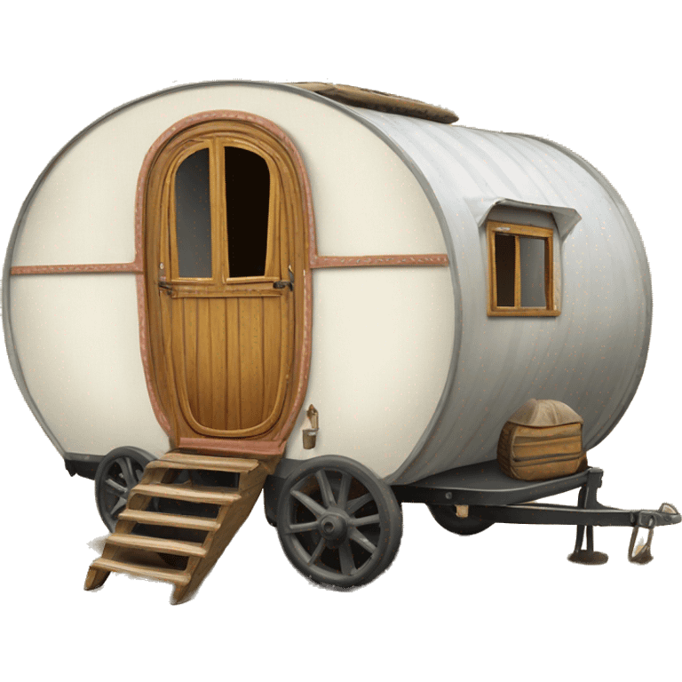 Realistic vintage round gypsy caravan wagon camper emoji