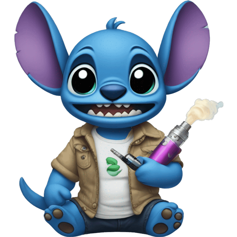 stitch holding a vape emoji