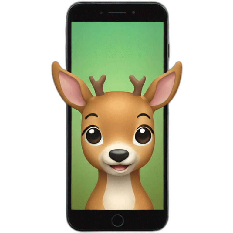 Happy deer with smartphone emoji