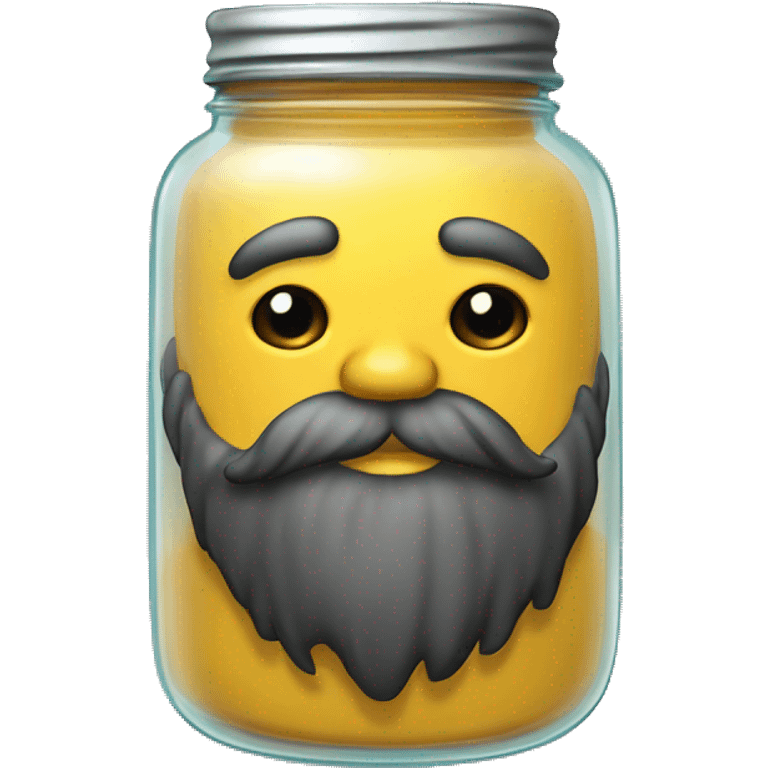 Anthropomorphic glass jar with beard emoji