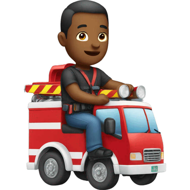 Man riding firetruck emoji