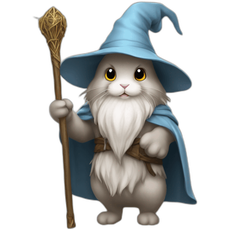 Gandalf bunny with staff, cape and hat emoji