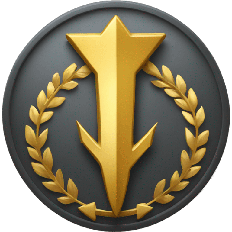 a 5 edge golden emblem with an arrow up inside it emoji