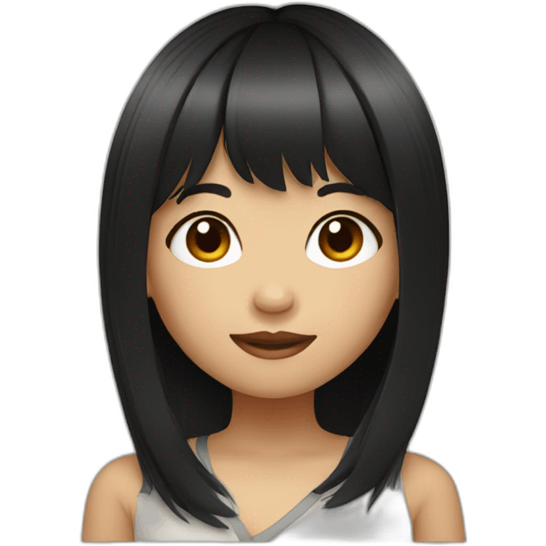 Thai girl with bangs and black long hair emoji