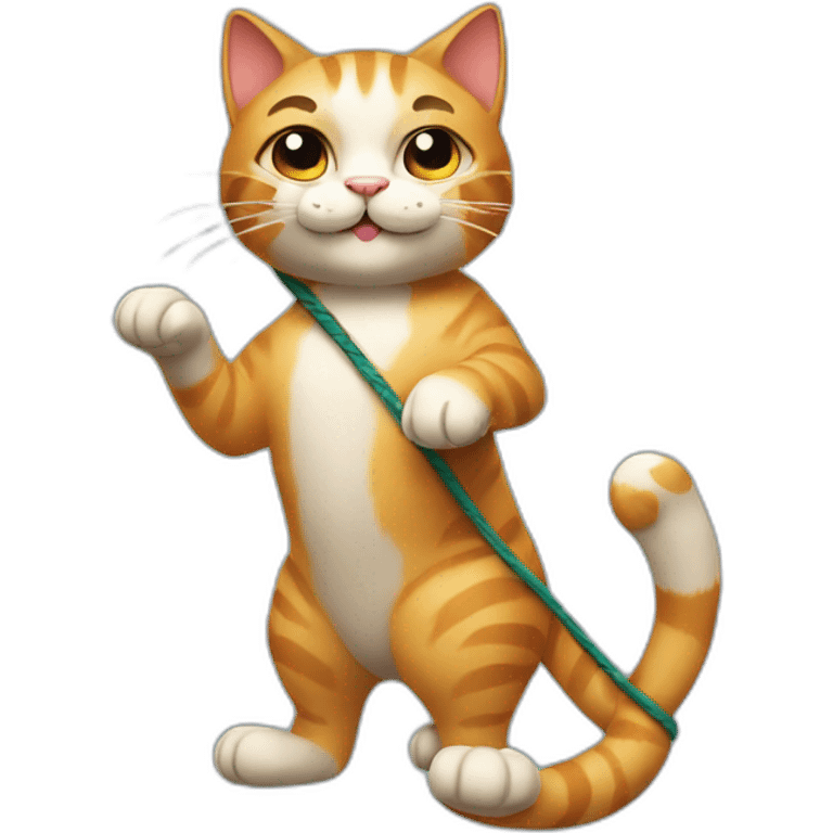 Cat standing on back paws, holding a whip emoji