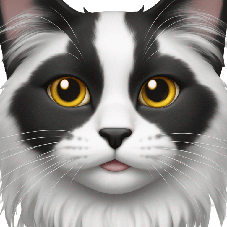 half Black and half white long hair cat with black spot on muzzle emoji