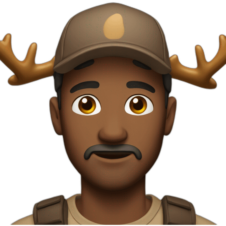 Man Cap brown eyes with Moose antlers emoji