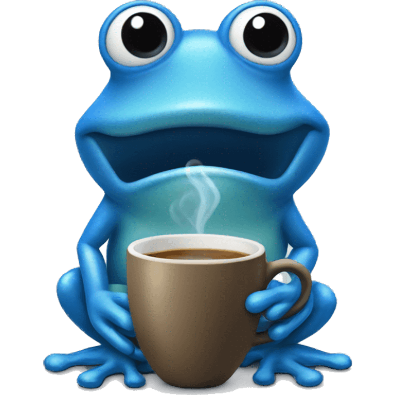 blue frog offering coffee emoji