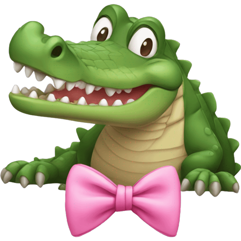 Crocodile with pink bow emoji