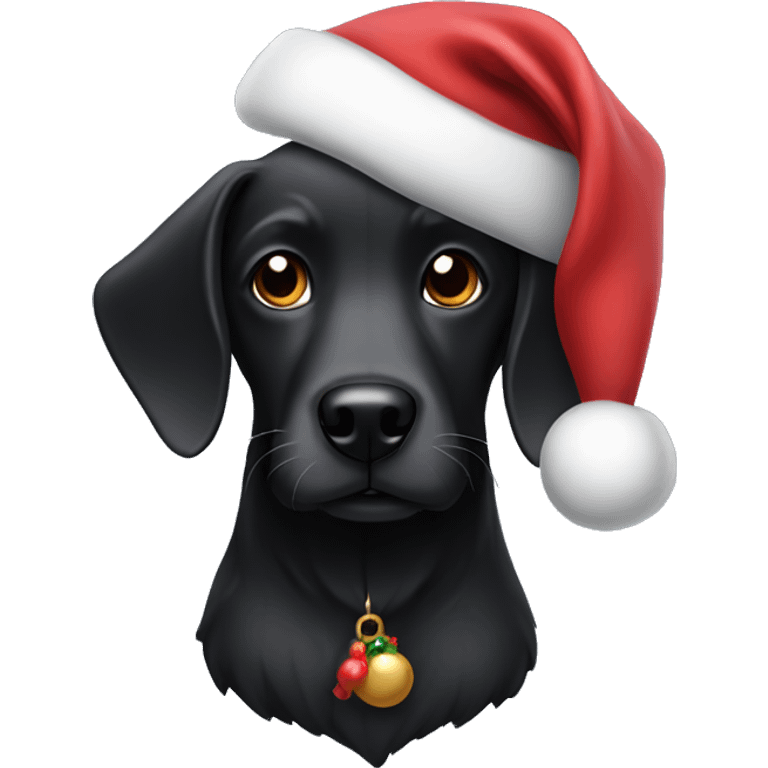 Black dog with santa hat emoji