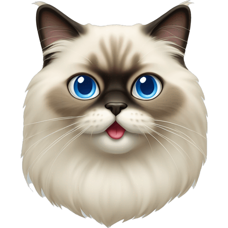 Himalayan cat with tongue out, blue eyes emoji