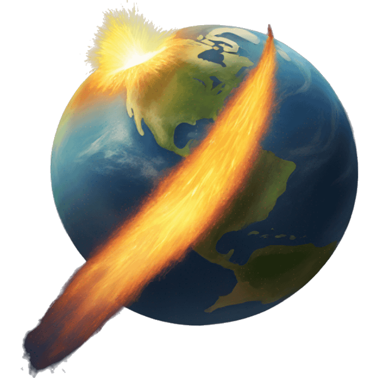 Earth as a comet flaming streak emoji