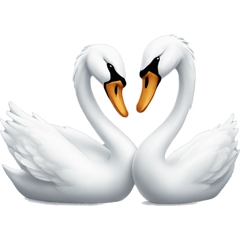 Two white swans kissing  emoji