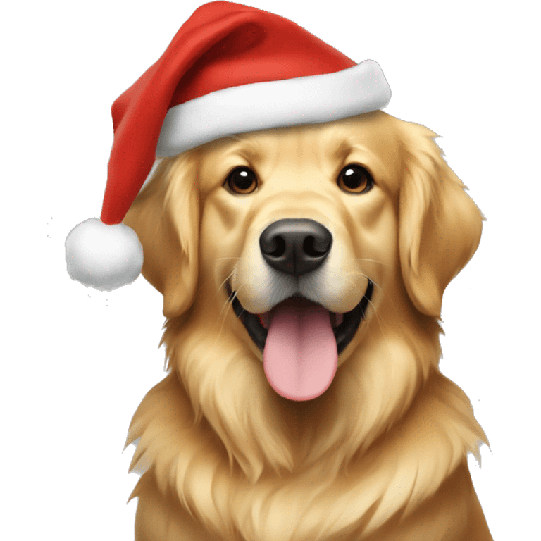 golden retriever w christmas hat emoji