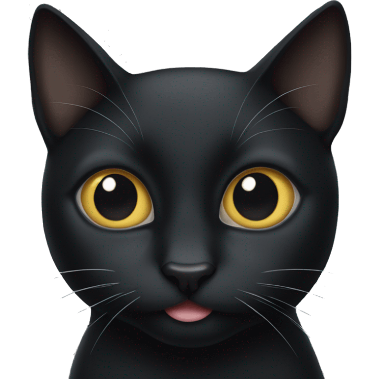 black cat with half white mouth emoji