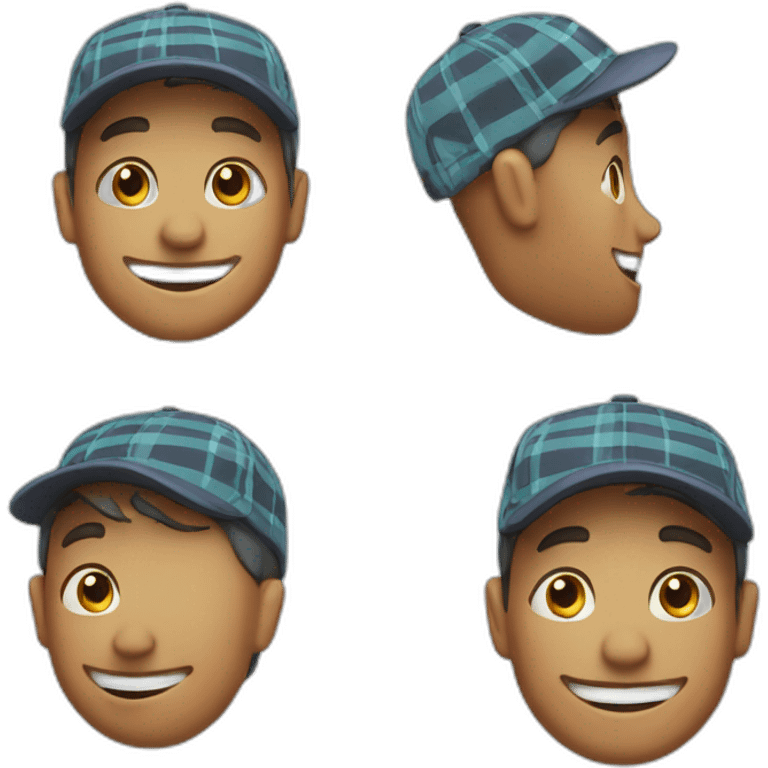 smiling guy in plaid hat emoji