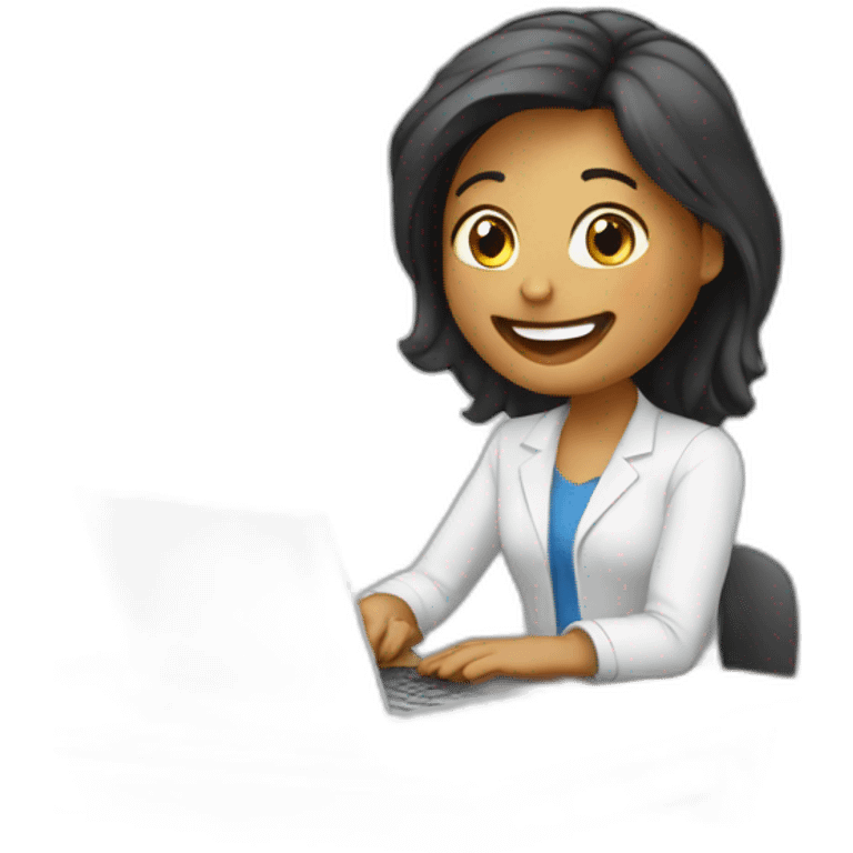 female happy working with computer emoji