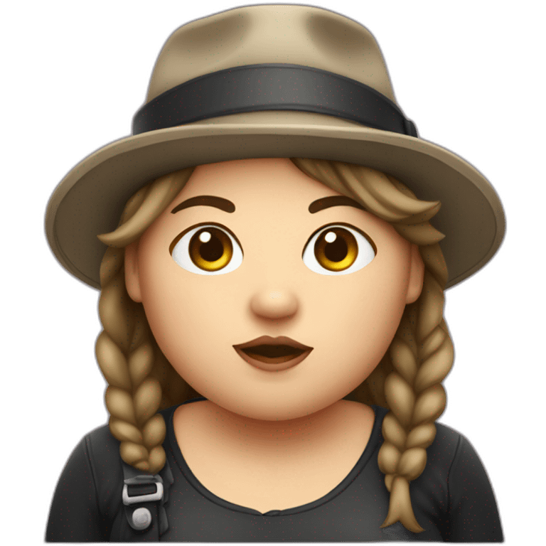 Chubby girl with an eye patch and a hat emoji