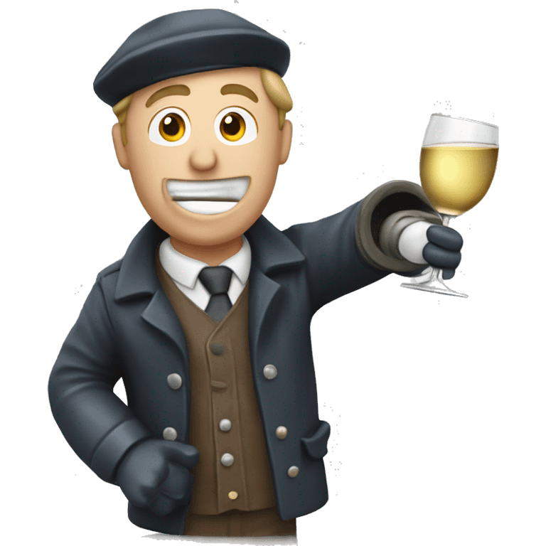 Drunken postman in snow drinking from wine decanter emoji