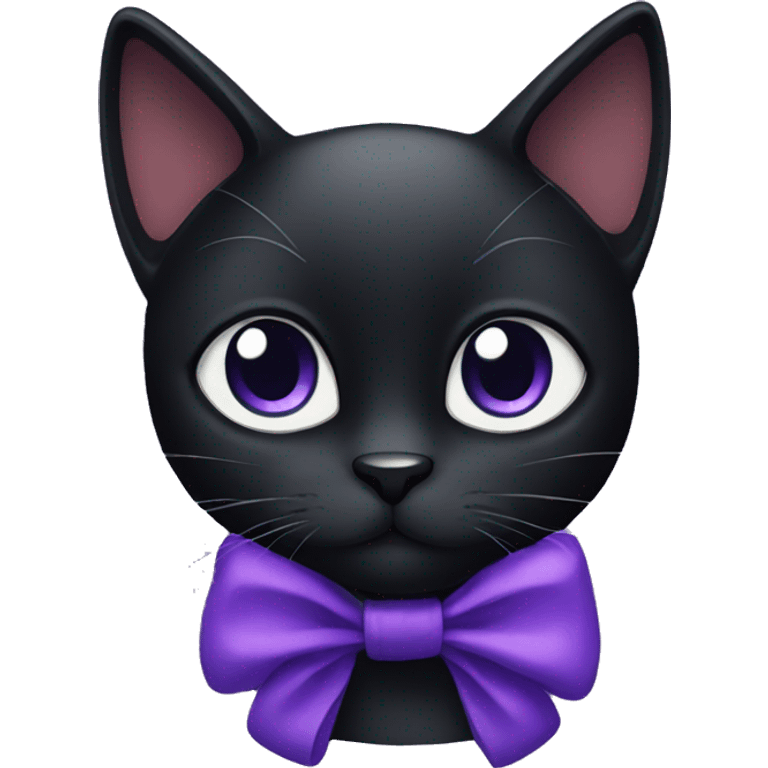 black cat with purple bow emoji