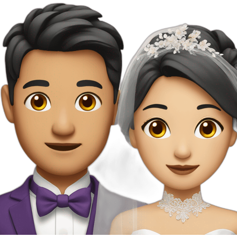 asian wedding couple close up emoji