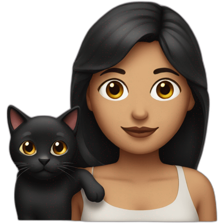 Latina woman with a black cat emoji