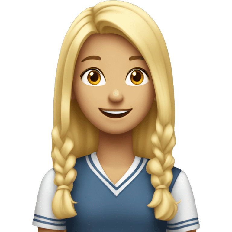 Girl with blonde hair happy at school emoji