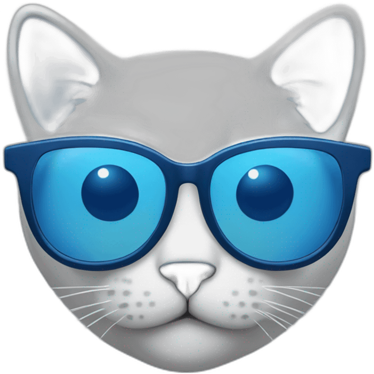 Gato con lentes con un lado de color azul  emoji