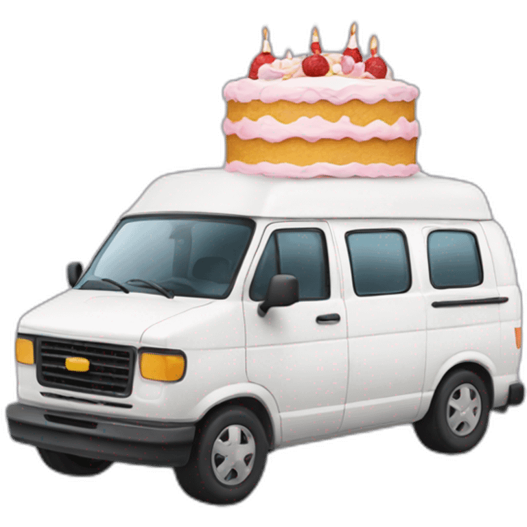 van with a birthday cake emoji