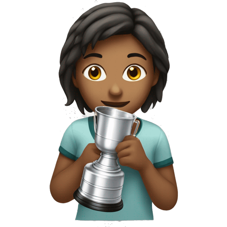 Girl drinking from her Stanley cup emoji