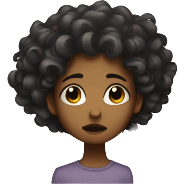 Black girl curly hair crying  emoji