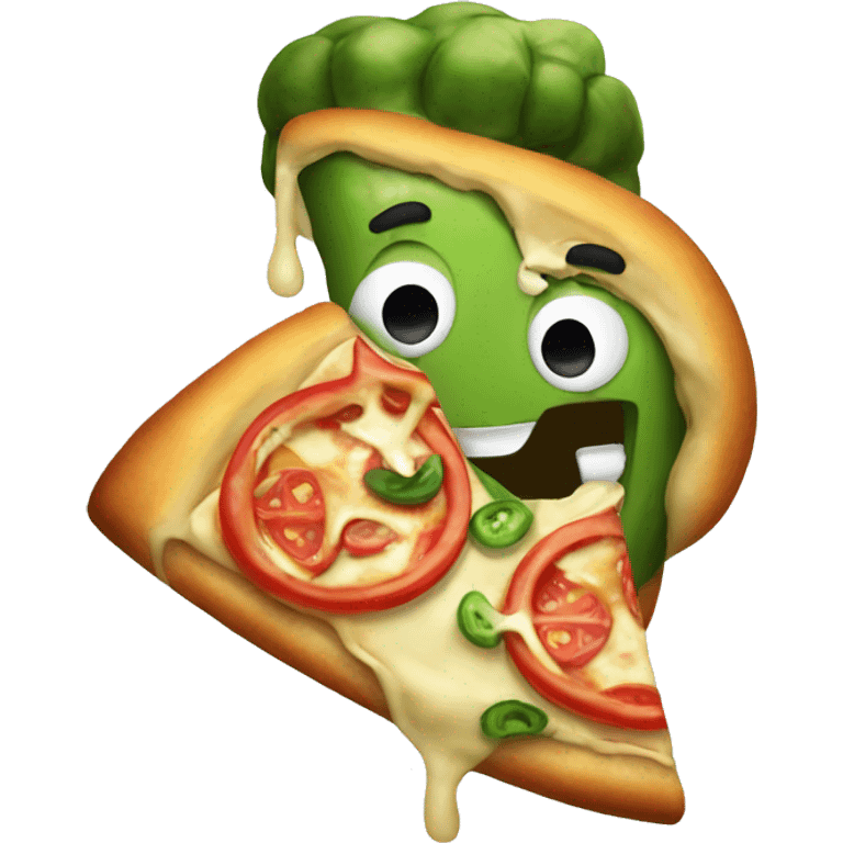 Pickle eating pizza emoji