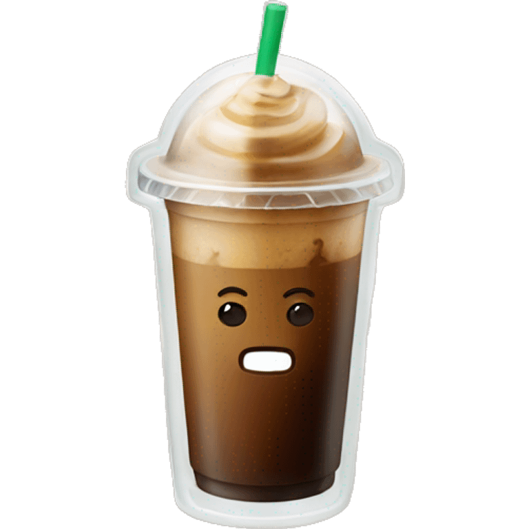 Starbuck ice coffee with ice cubes emoji