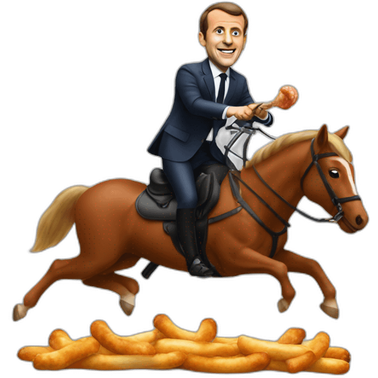 emmanuel macron riding a saussage emoji