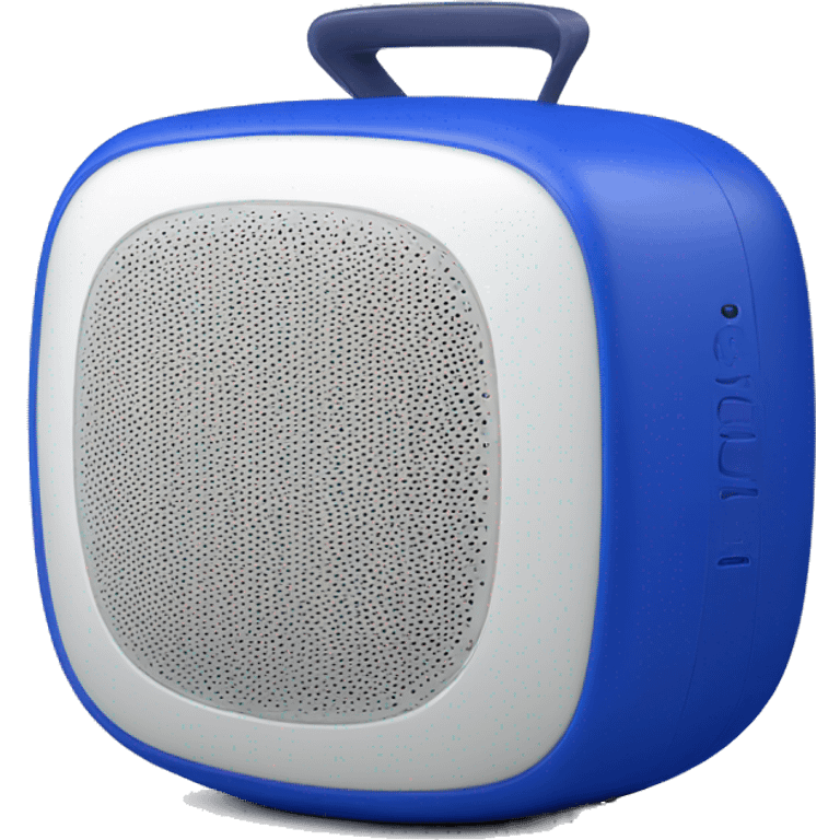 Realistic cobalt blue portable smart speaker isolated. emoji