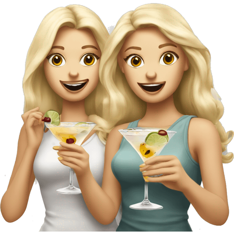 Two pretty blonde girls holding dirty martinis emoji