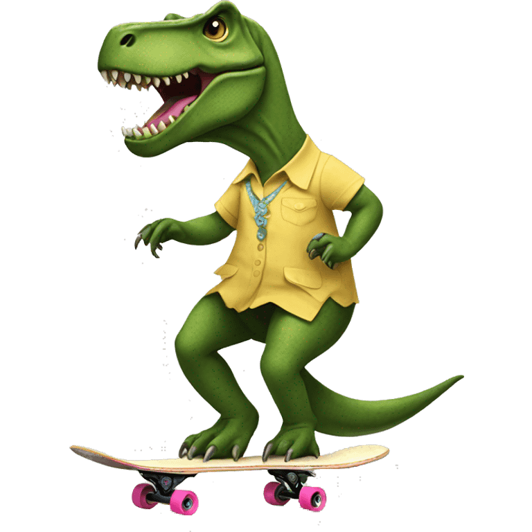 trex in a dress on a skateboard  emoji