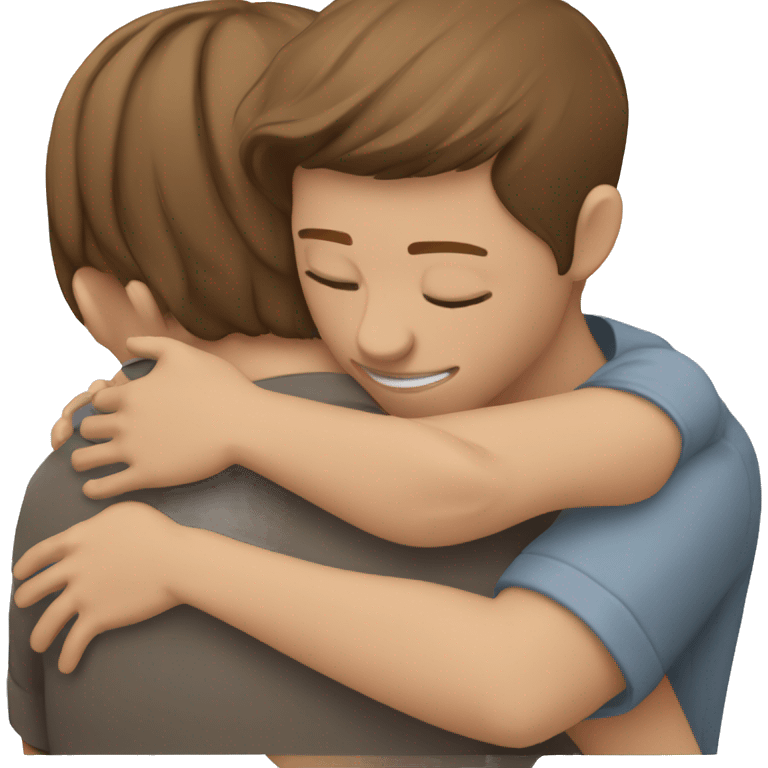 Hug white people Brown hair  emoji