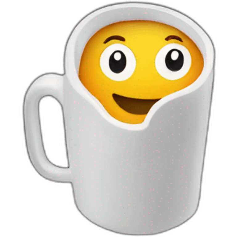 smiling coffee cup with eyes working on a computer emoji