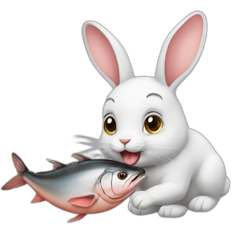 Rabbit holding a tuna fish emoji