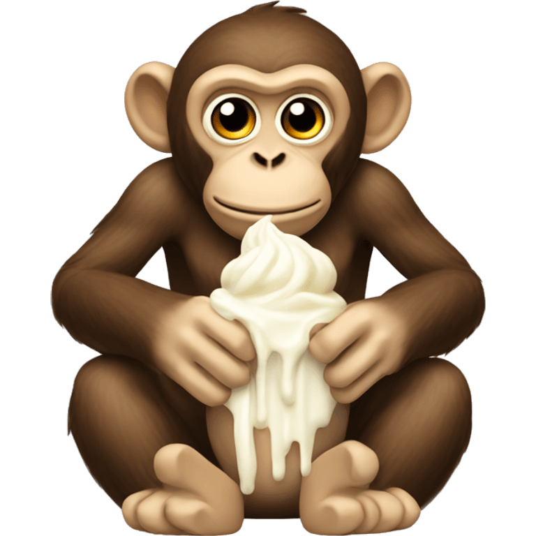 A monkey sitting down covered in cream emoji