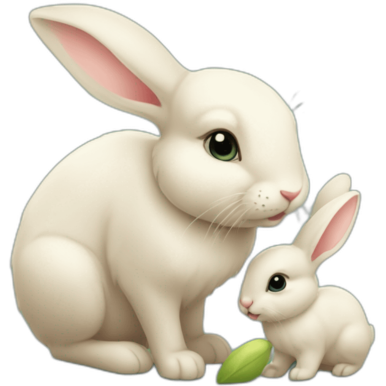 mother bunny with baby bunny emoji