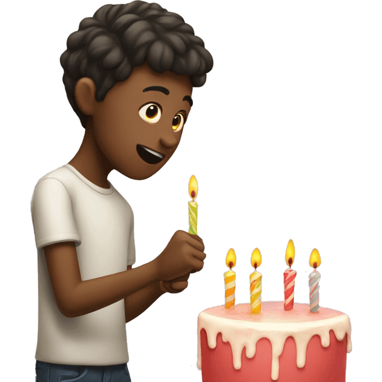 a boy blowing out his birthday candles emoji