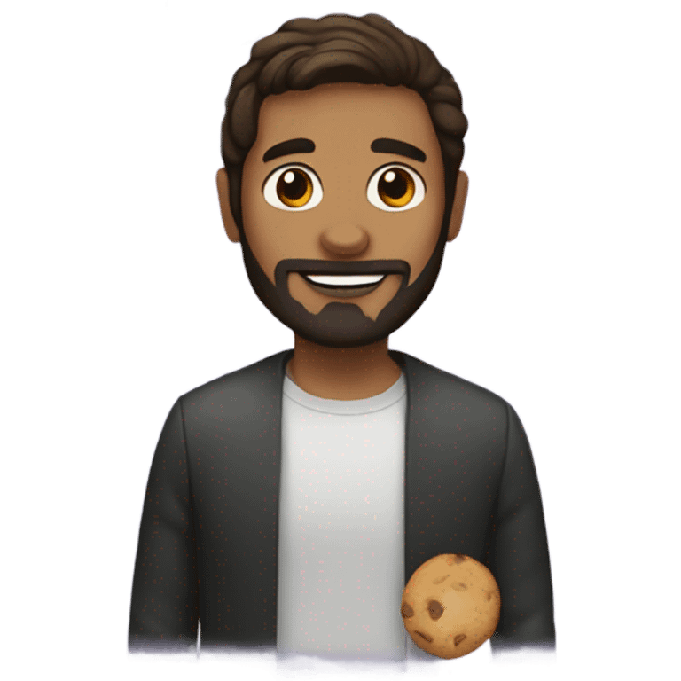 Brunette Man with beard with cookies emoji